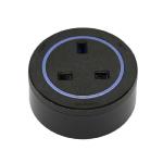 Bristish Standard Socket BS4-L Black - black plastic rim - Blue Led