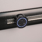 Bristish Standard Socket BS4-L Black - black plastic rim - Blue Led