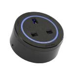 Bristish Standard Socket BS4-L Black - black plastic rim - Blue Led