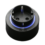 Schuko Standard Socket GS4-L Black - Black plastic rim - Blue Led