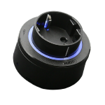 Schuko Standard Socket GS4-L Black - Black plastic rim - Blue Led